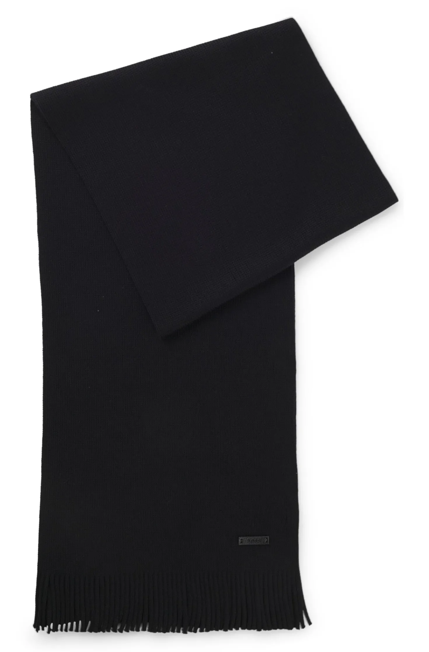 Knitted scarf in virgin wool with logo detail