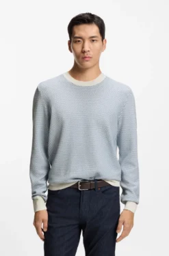 Knitted-structure sweater in cotton and silk