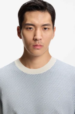 Knitted-structure sweater in cotton and silk