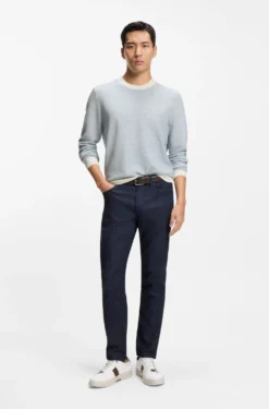 Knitted-structure sweater in cotton and silk