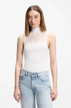 Knitted top with sheer section