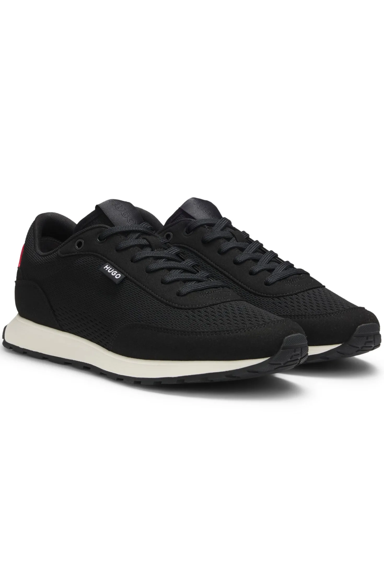 Knitted-upper trainers with logo flag