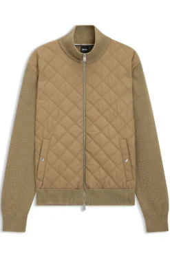 Knitted-wool jacket with quilted front