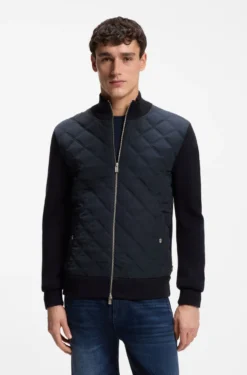 Knitted-wool jacket with quilted front