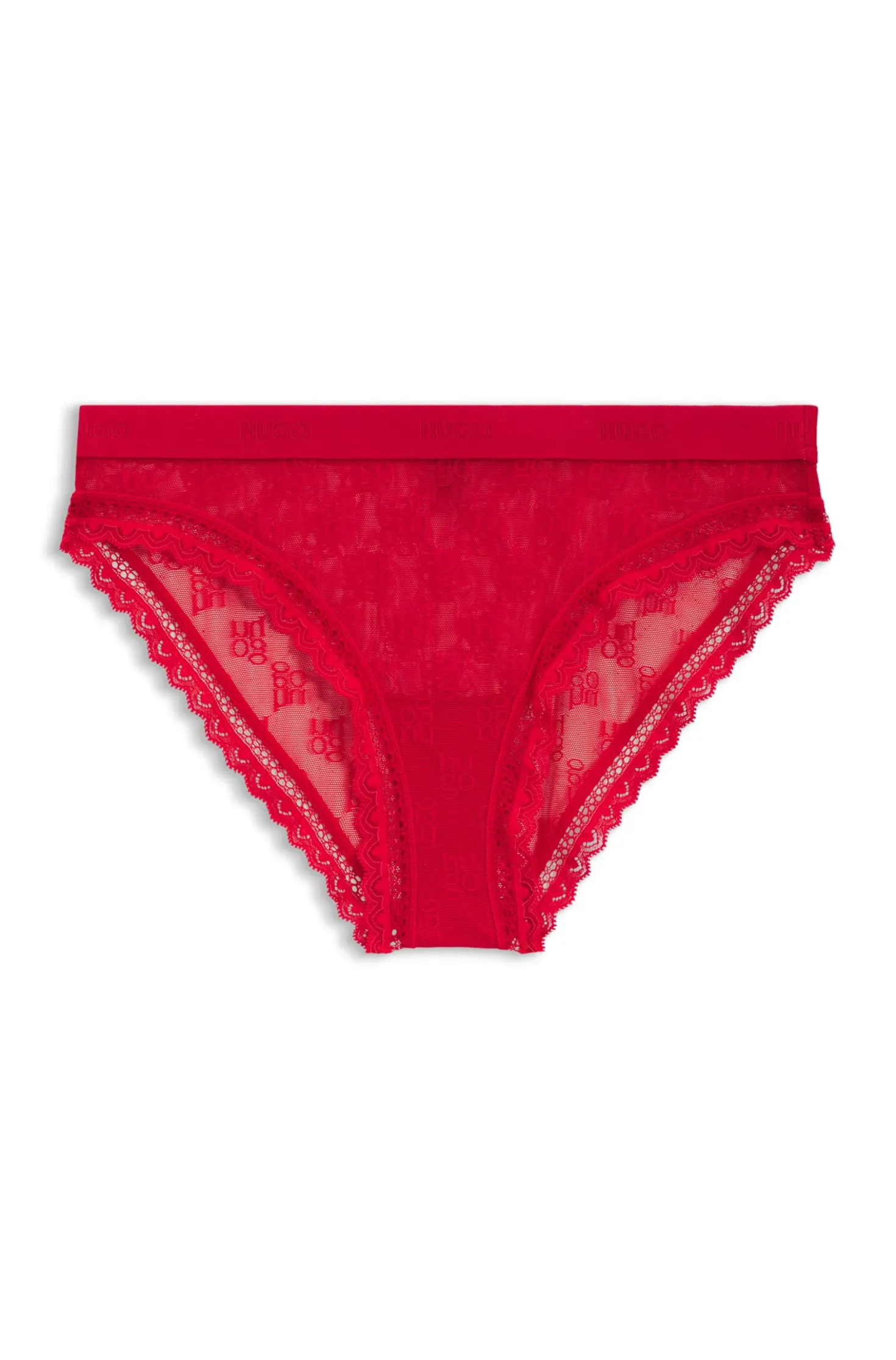 Lace briefs with branded waistband