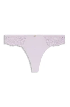 Lace briefs with mesh pleating and gold charm