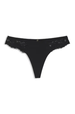 Lace briefs with mesh pleating and gold charm