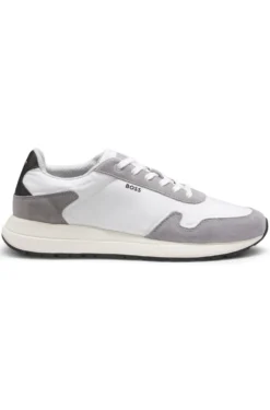Lace-up trainers in lightweight fabric with suede trims