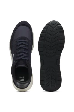 Lace-up trainers in lightweight fabric with suede trims