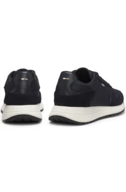 Lace-up trainers in lightweight fabric with suede trims
