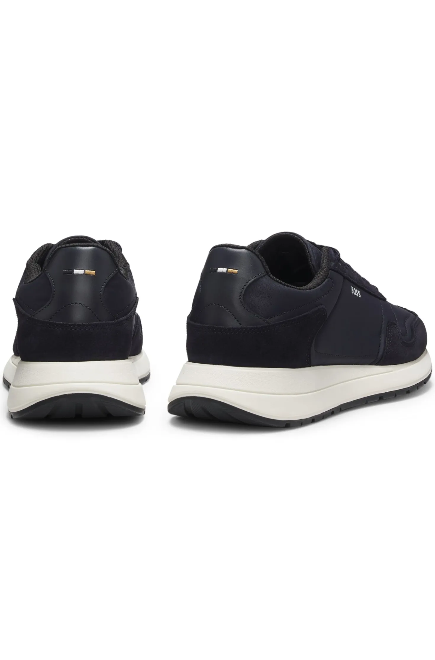 Lace-up trainers in lightweight fabric with suede trims