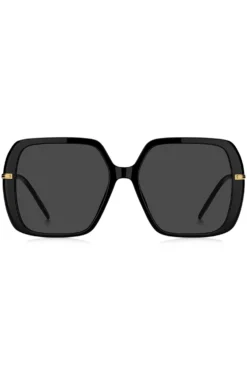 Layered black-acetate sunglasses with gold-tone temples