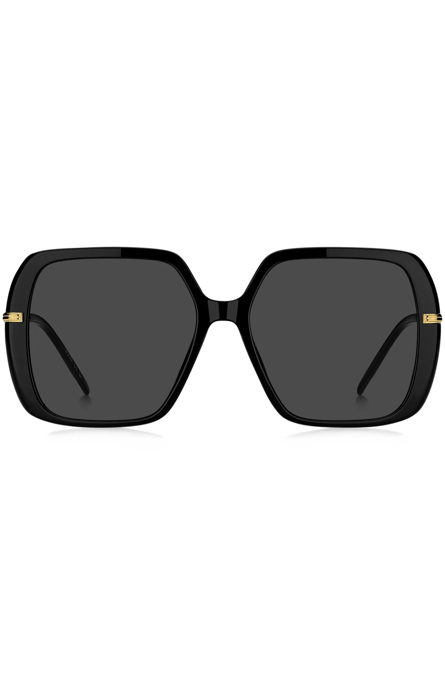 Layered black-acetate sunglasses with gold-tone temples