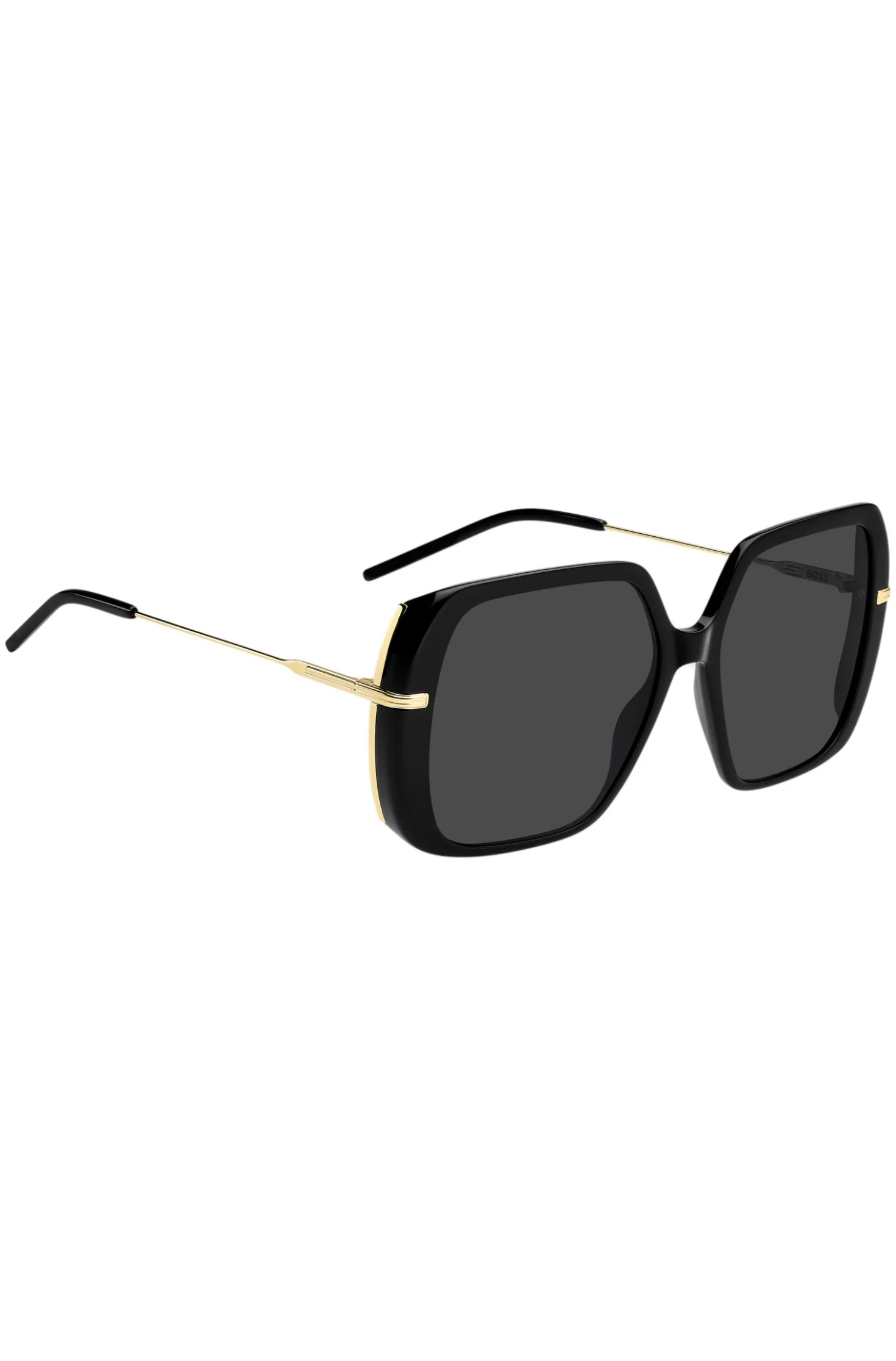 Layered black-acetate sunglasses with gold-tone temples
