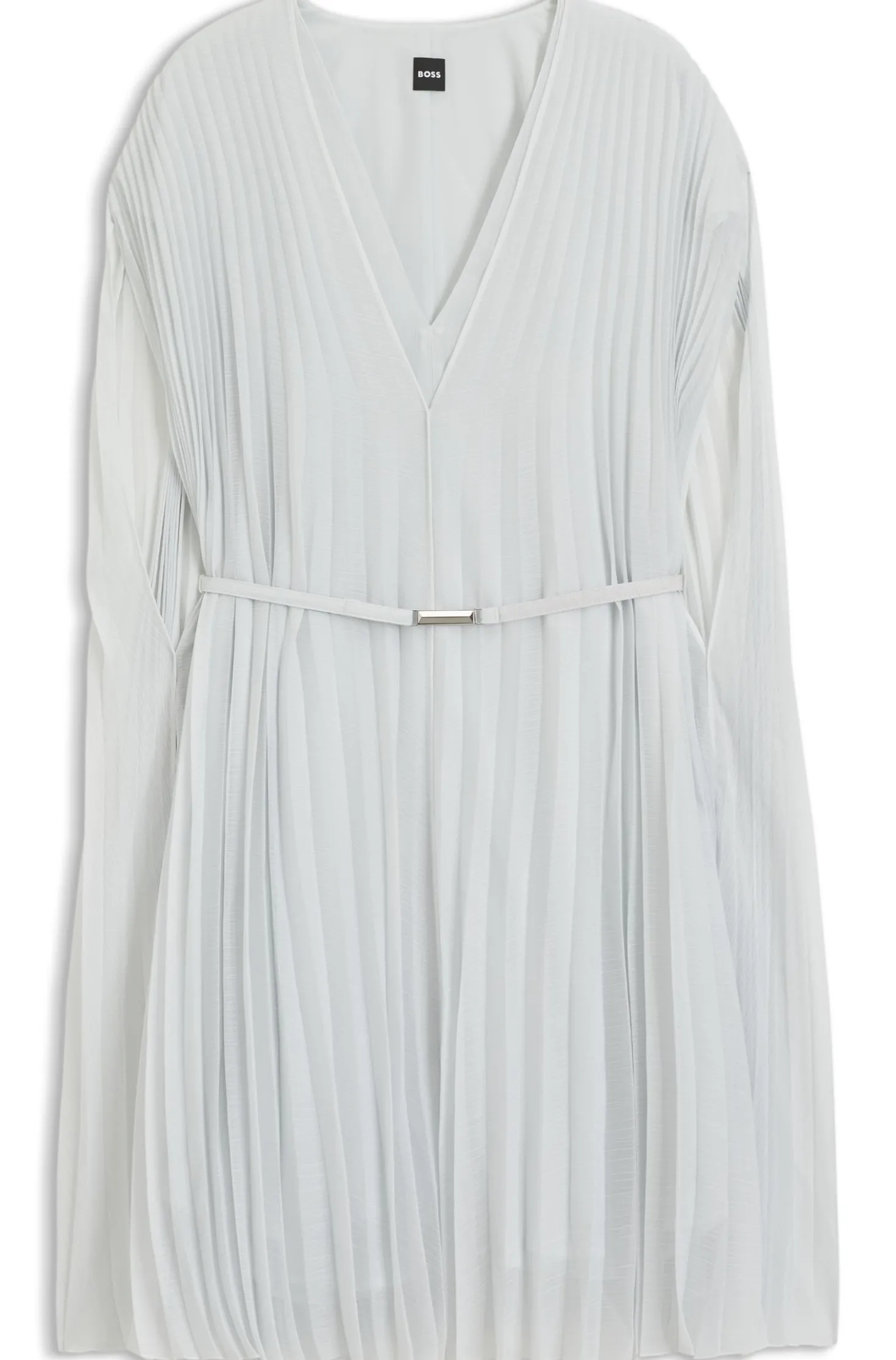 Layered plissé dress with cape
