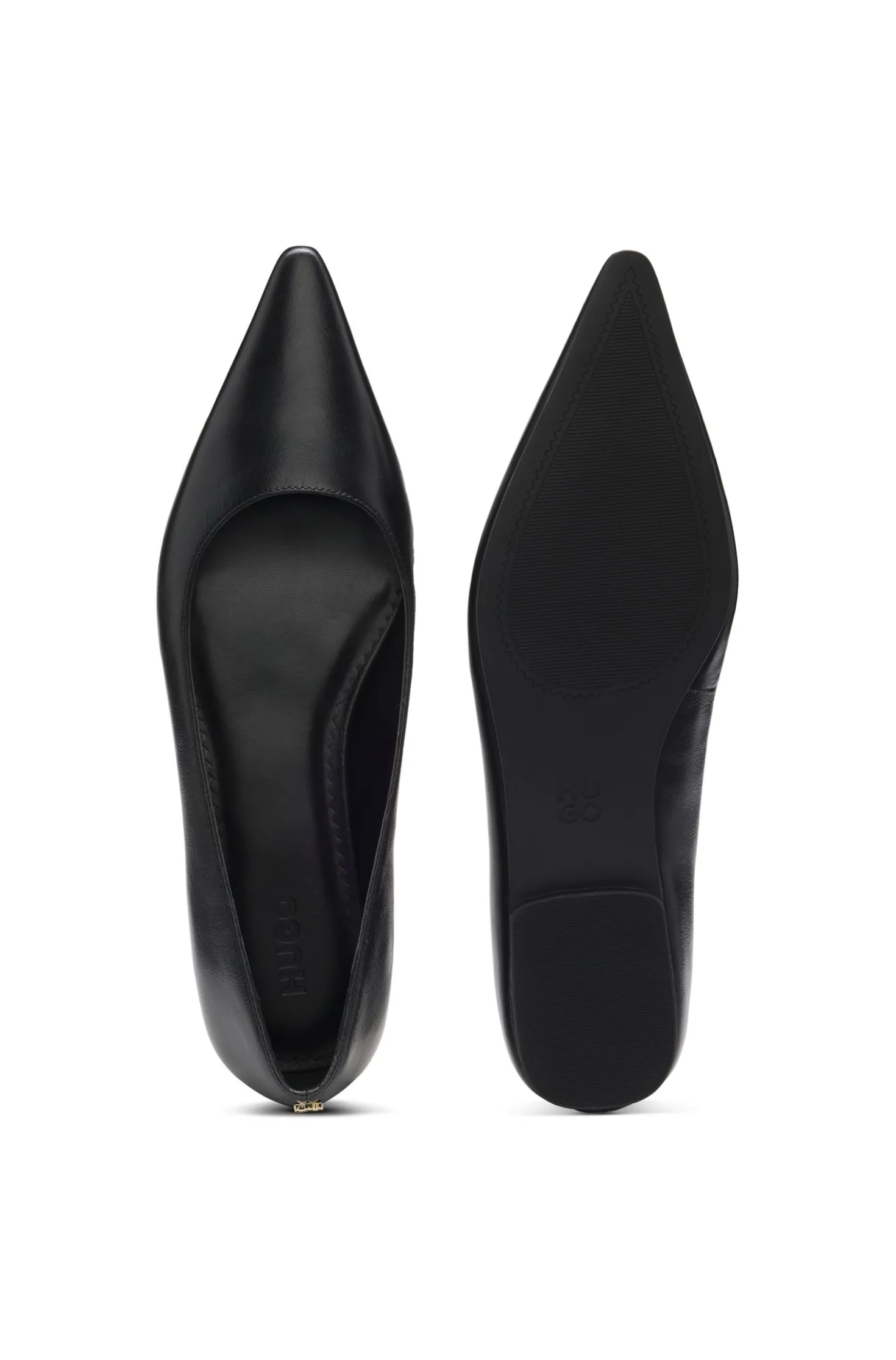 Leather ballerina pumps with pointed toe
