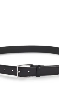 Leather belt with silver-tone pin buckle