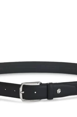 Leather belt with silver-tone hardware and Double B