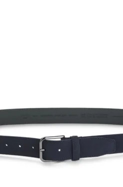 Leather business belt with polished gunmetal buckle