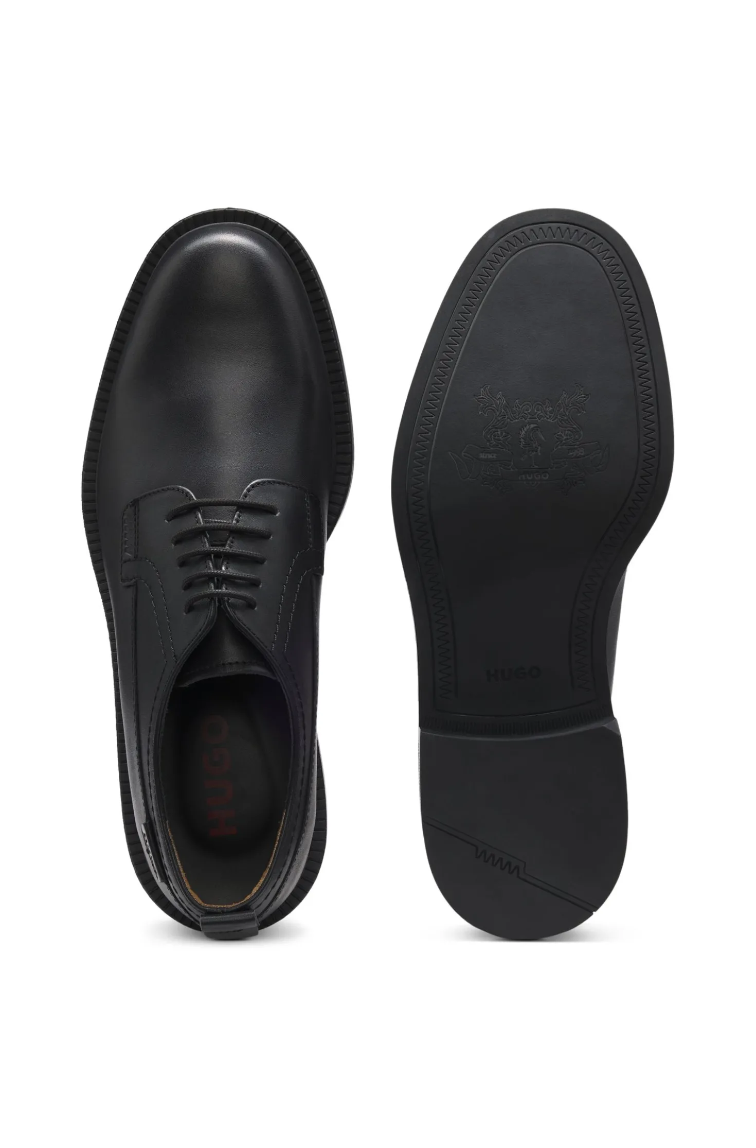 Leather Derby shoes with logo tab