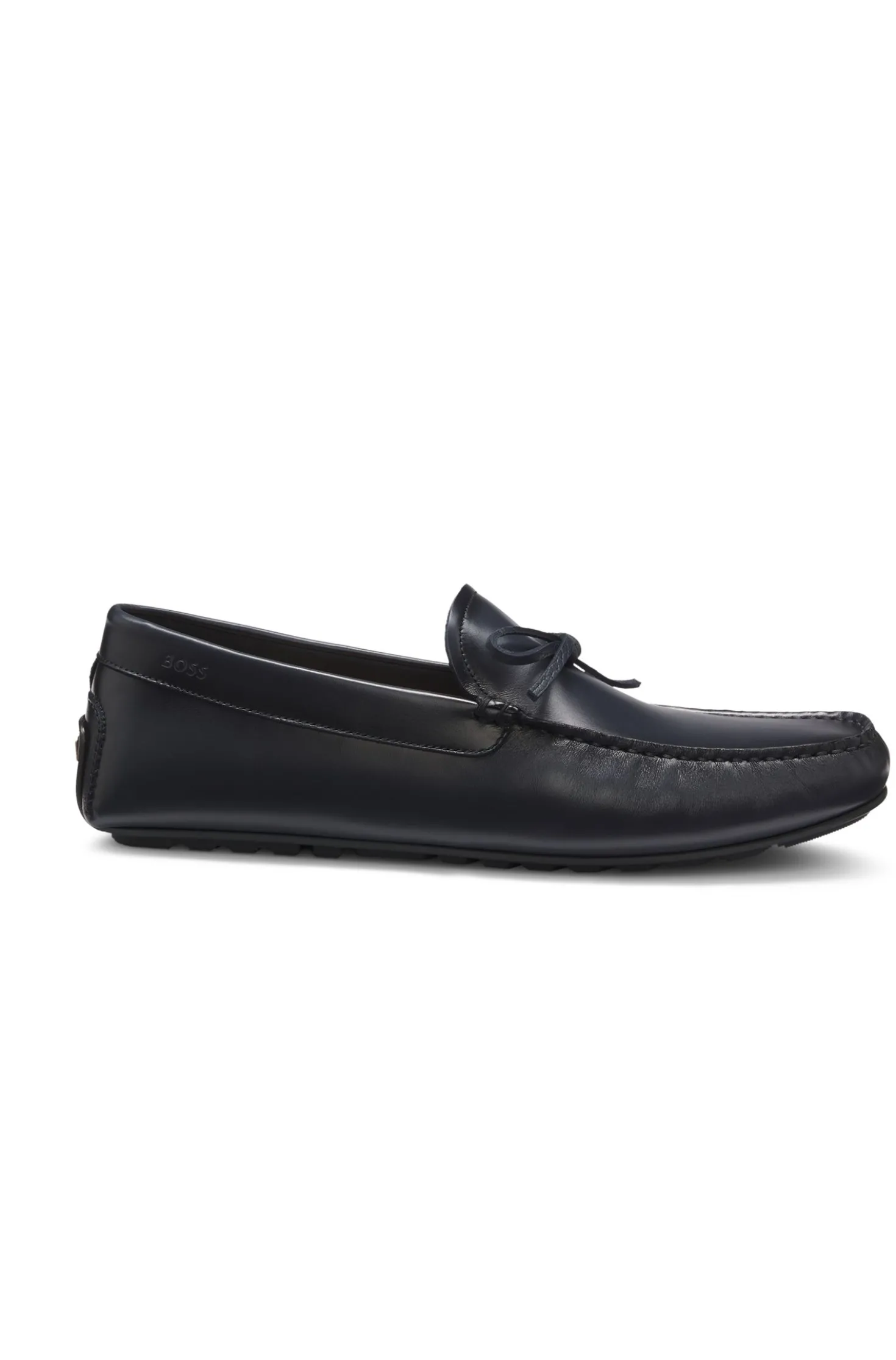 Leather driver moccasins with bow trim