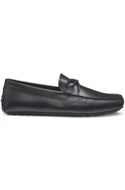 Leather driver moccasins with bow trim