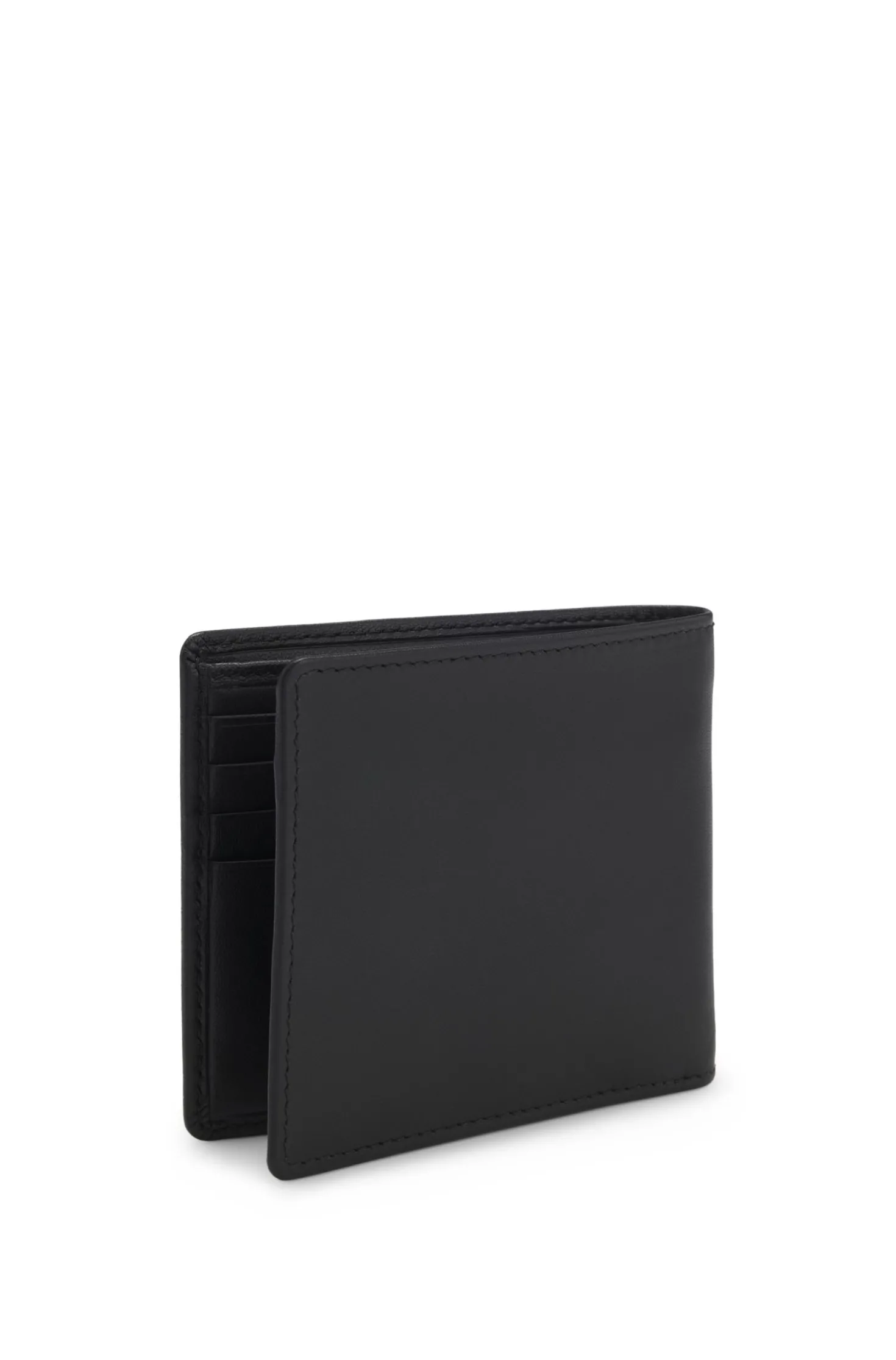 Leather folding wallet with contrast logo
