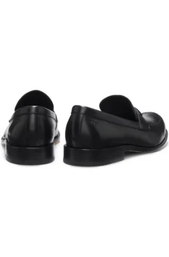 Leather loafers with branded metal trim