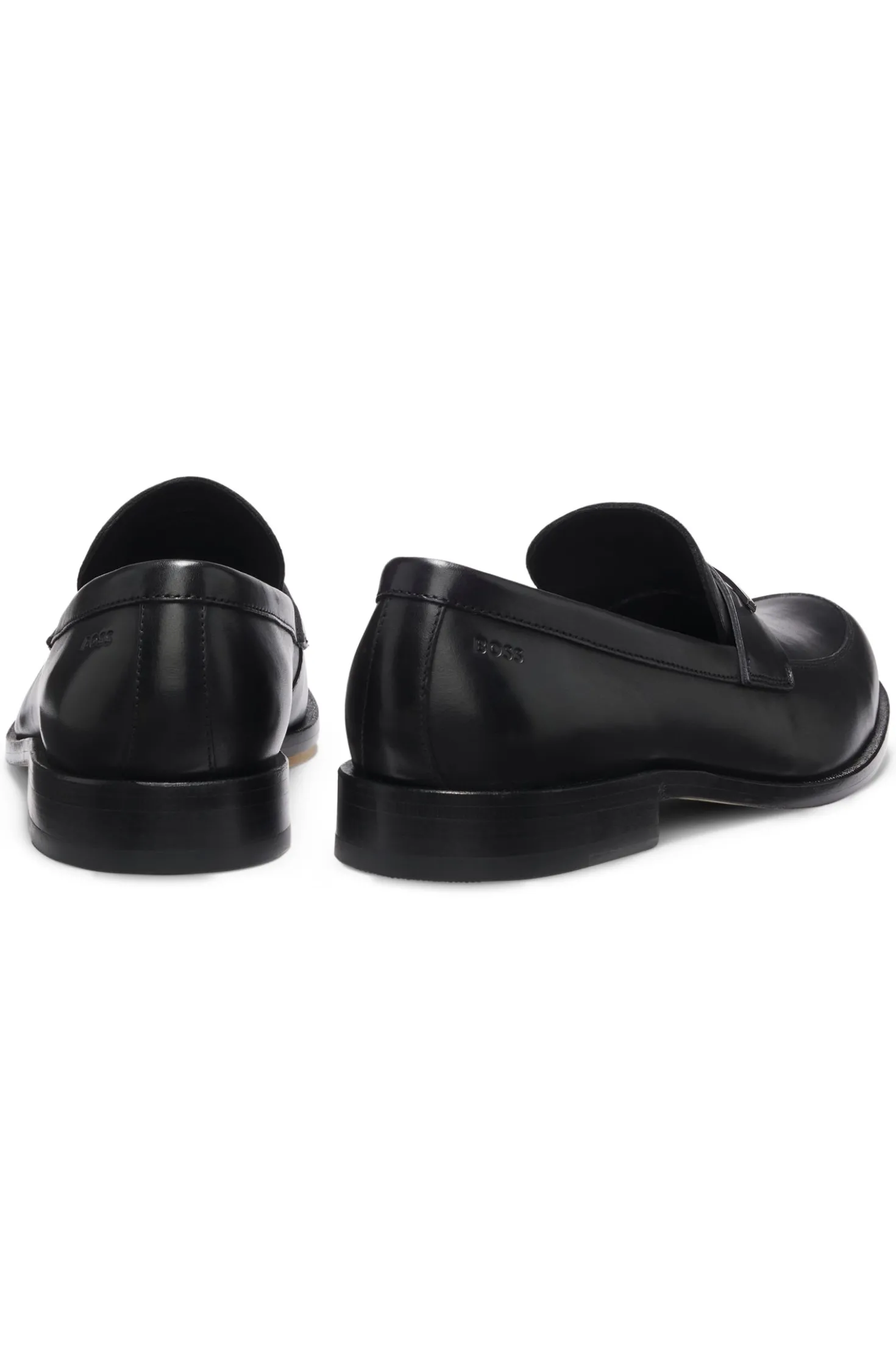 Leather loafers with branded metal trim