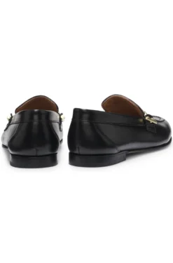 Leather loafers with chain trim and logo detail