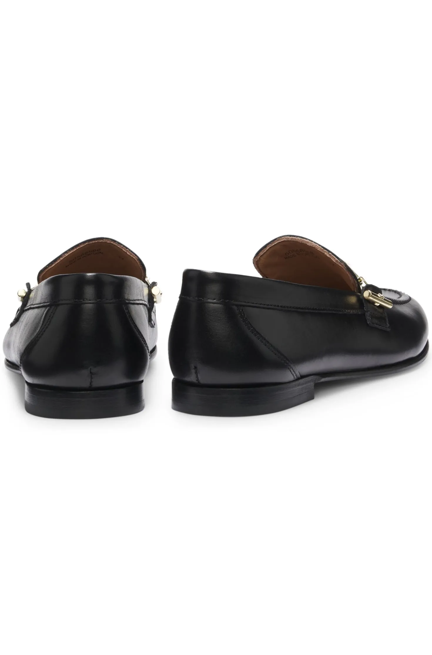 Leather loafers with chain trim and logo detail