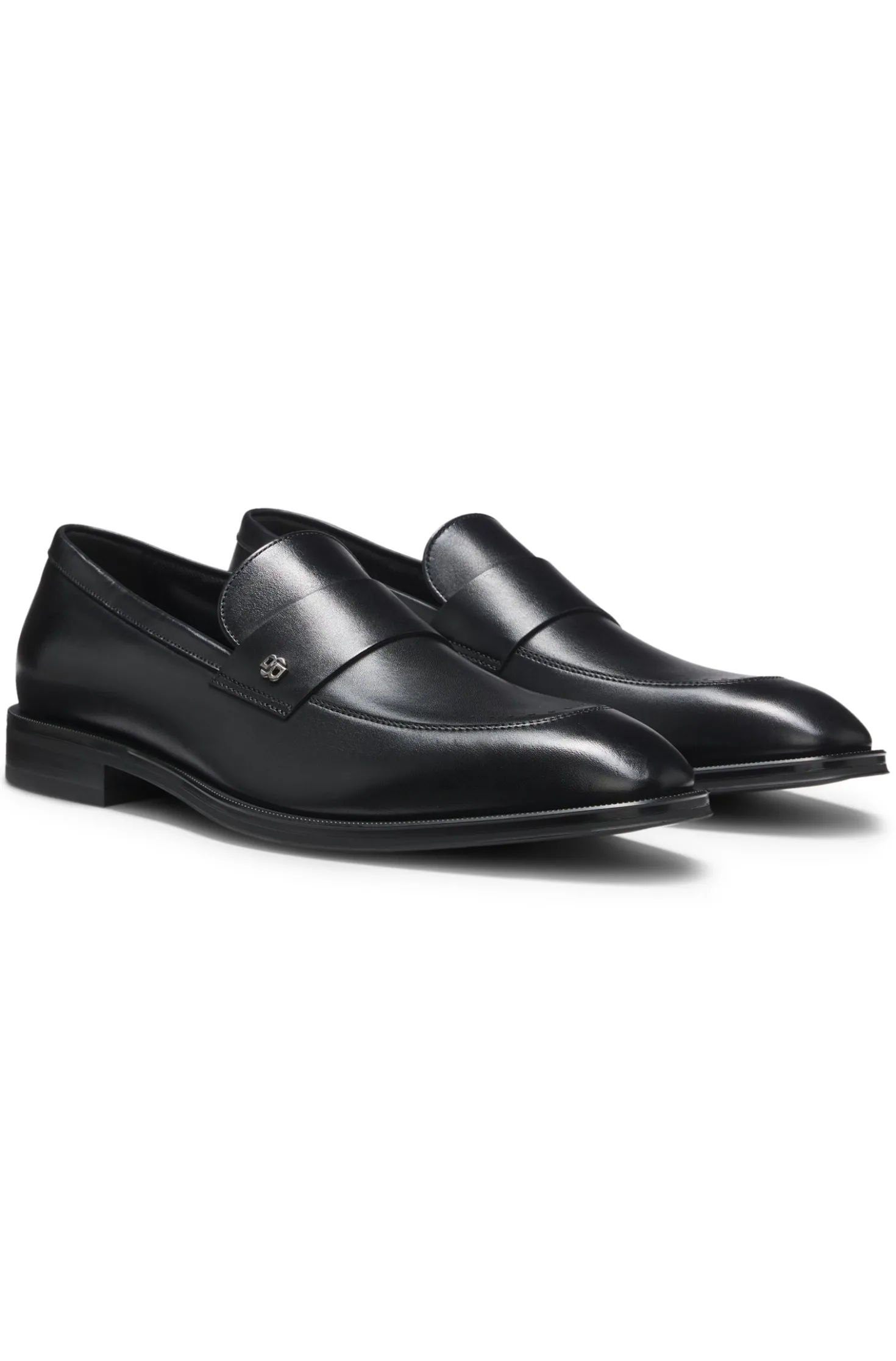 Leather loafers with Double B monogram trim