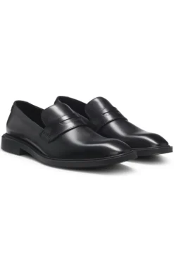 Leather loafers with penny trim