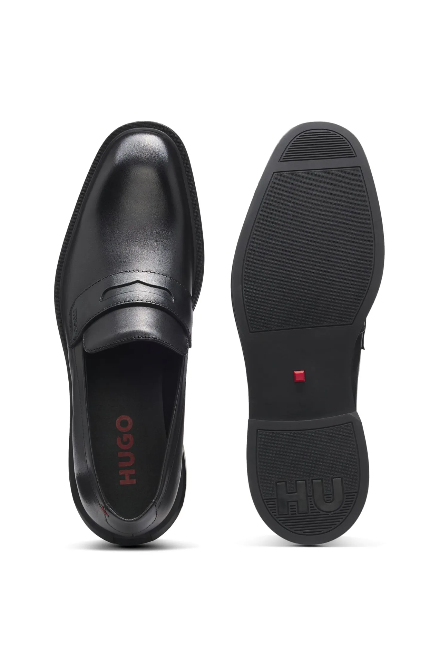 Leather loafers with penny trim