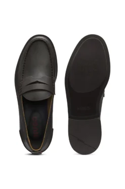 Leather loafers with penny trim