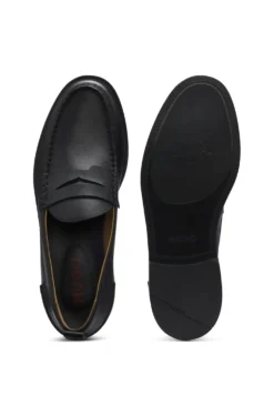 Leather loafers with penny trim