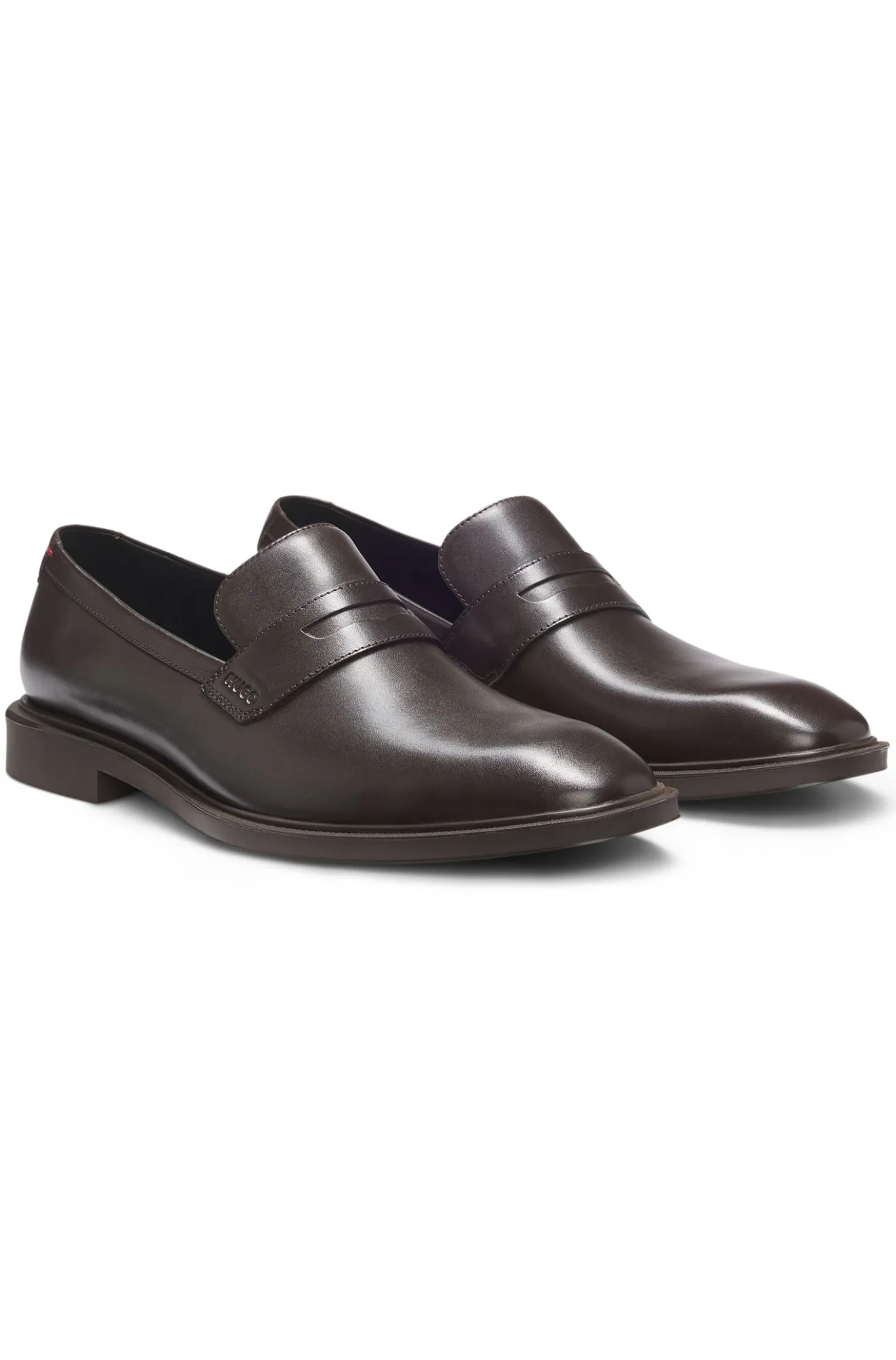 Leather loafers with penny trim