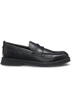 Leather loafers with perforated logos
