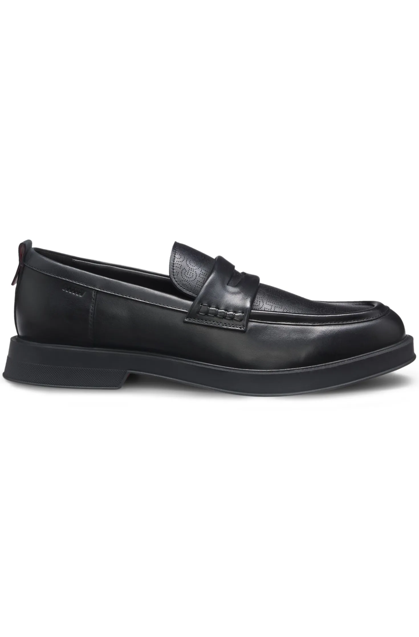 Leather loafers with perforated logos