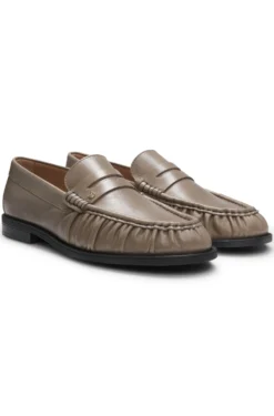 Leather moccasins with Double B monogram