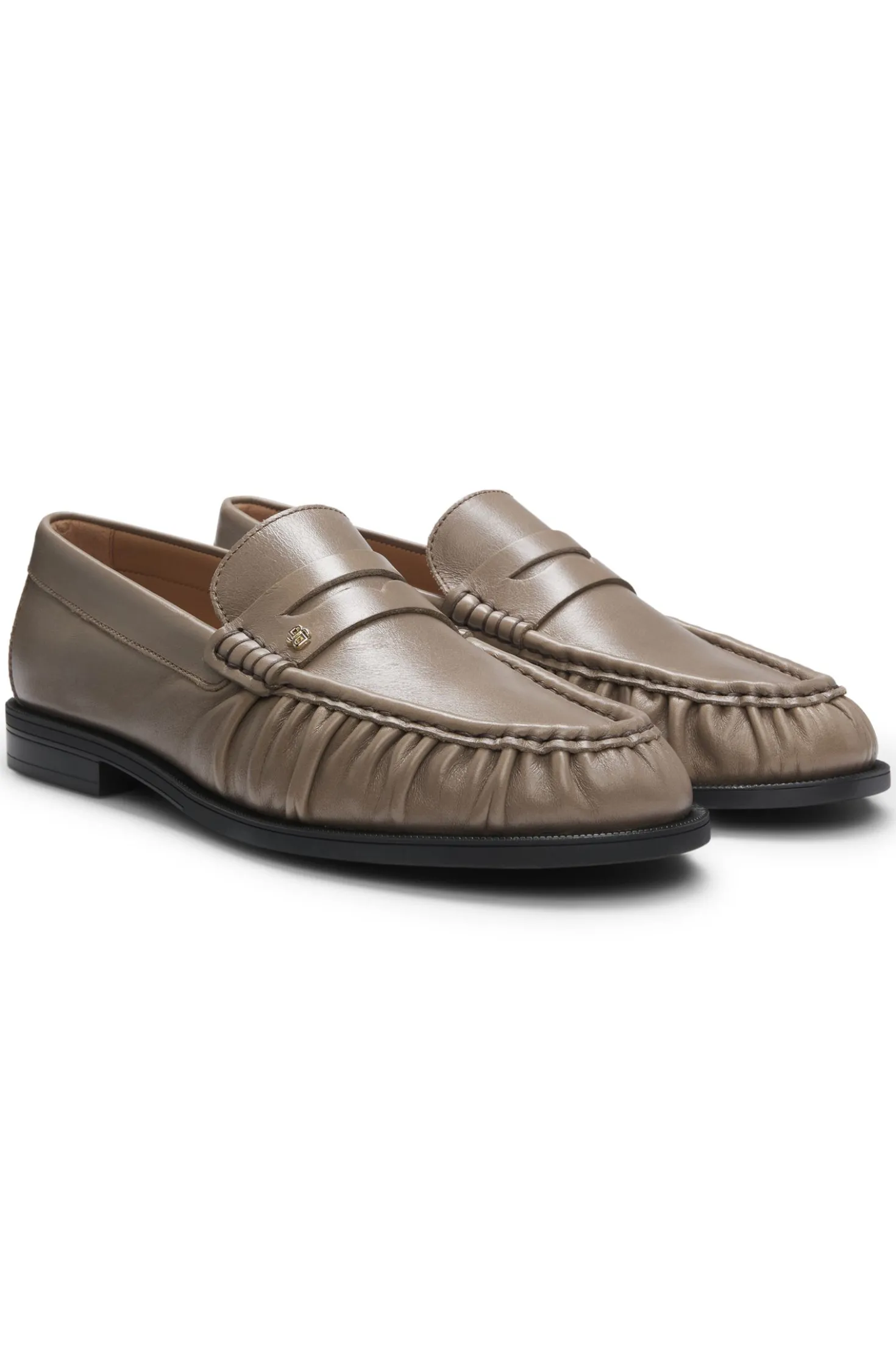 Leather moccasins with Double B monogram