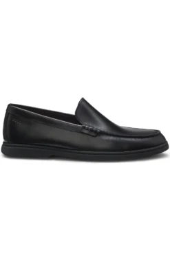 Leather moccasins with embossed logo