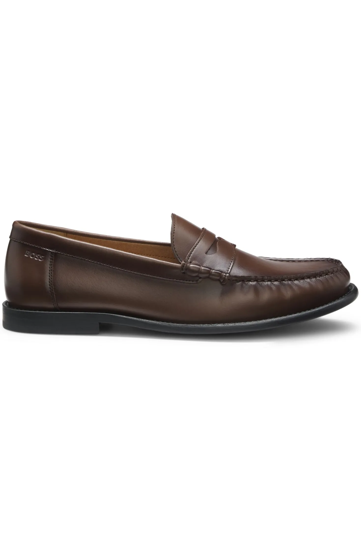 Leather moccasins with penny trim