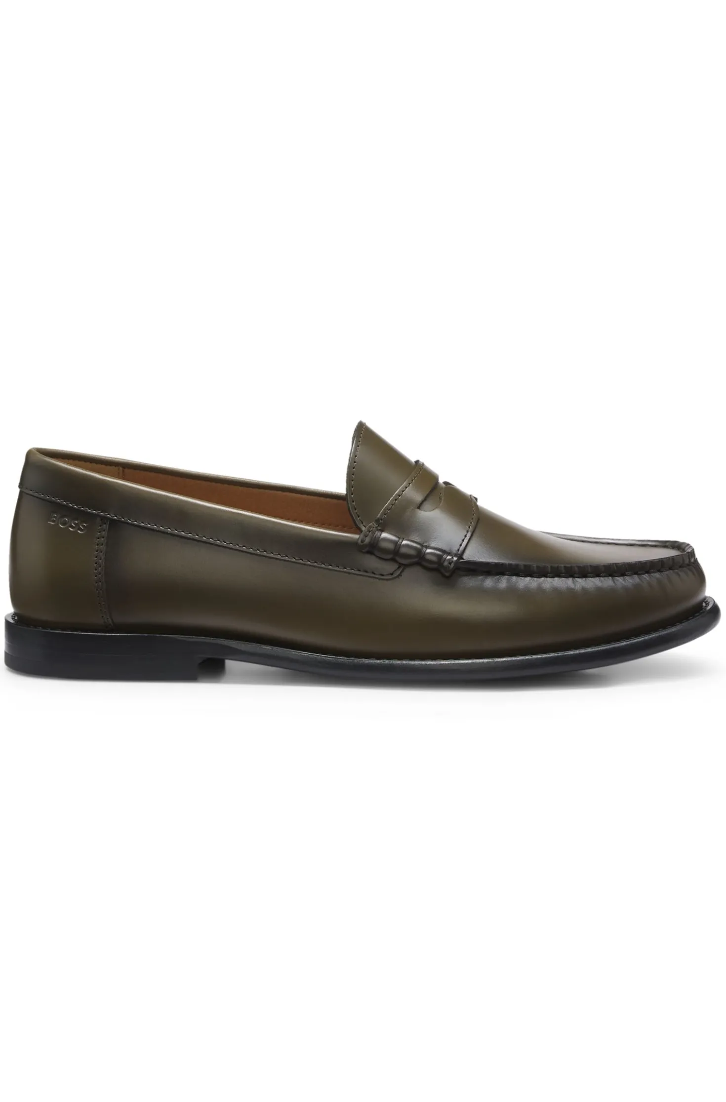 Leather moccasins with penny trim