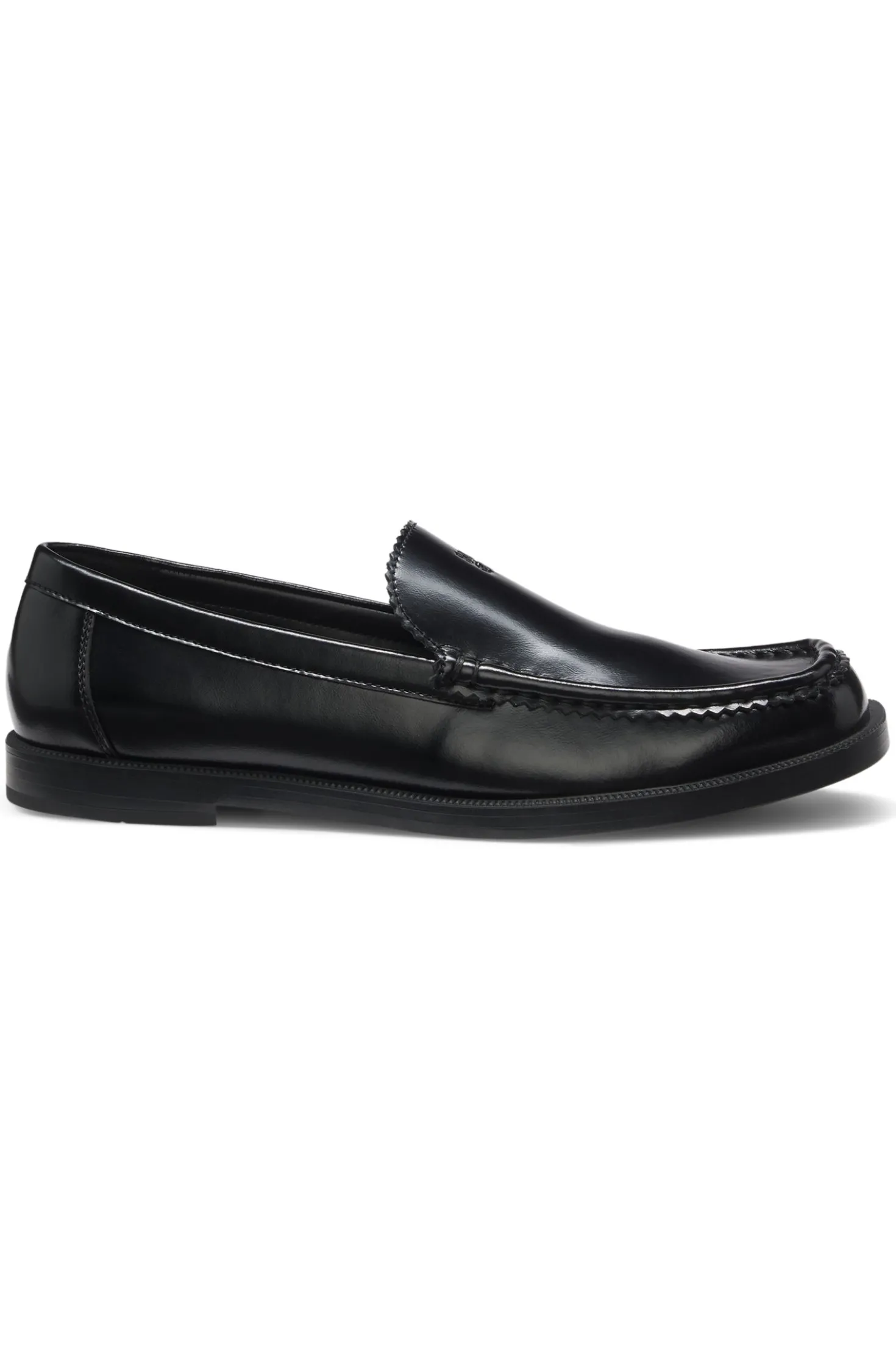 Leather moccasins with stacked logo