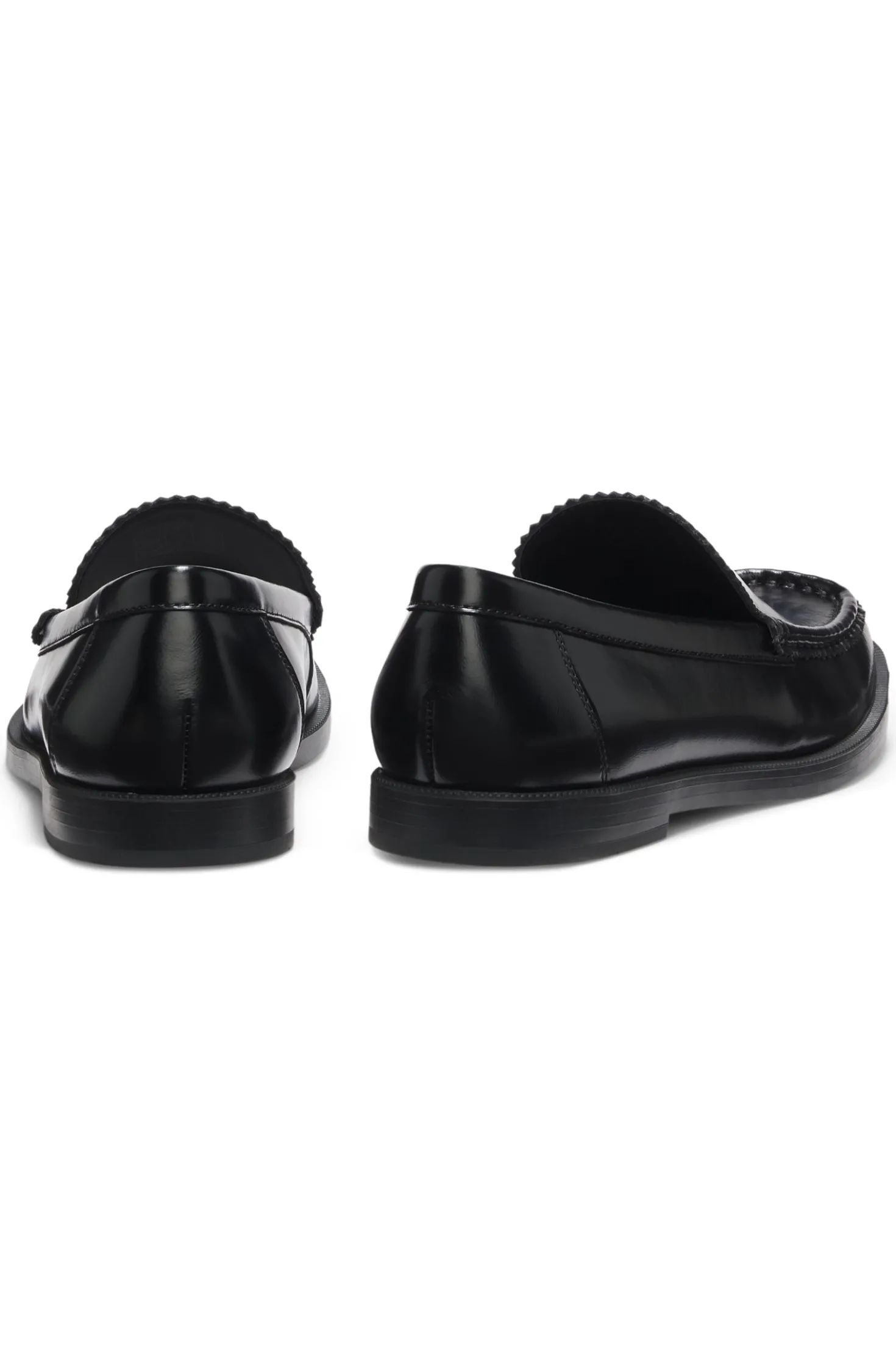Leather moccasins with stacked logo