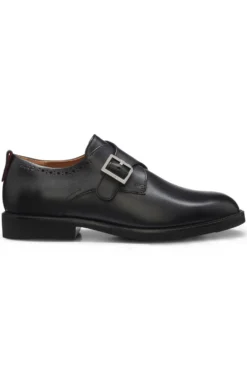 Leather monk shoes with brogue details