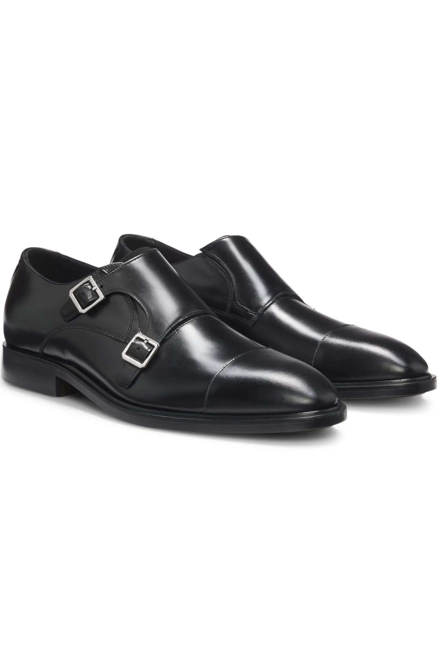 Leather monk shoes with double strap