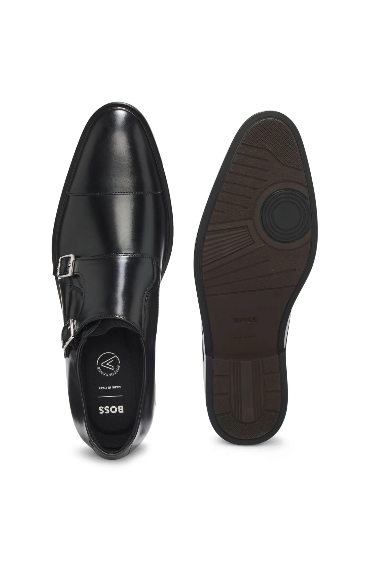 Leather monk shoes with double strap