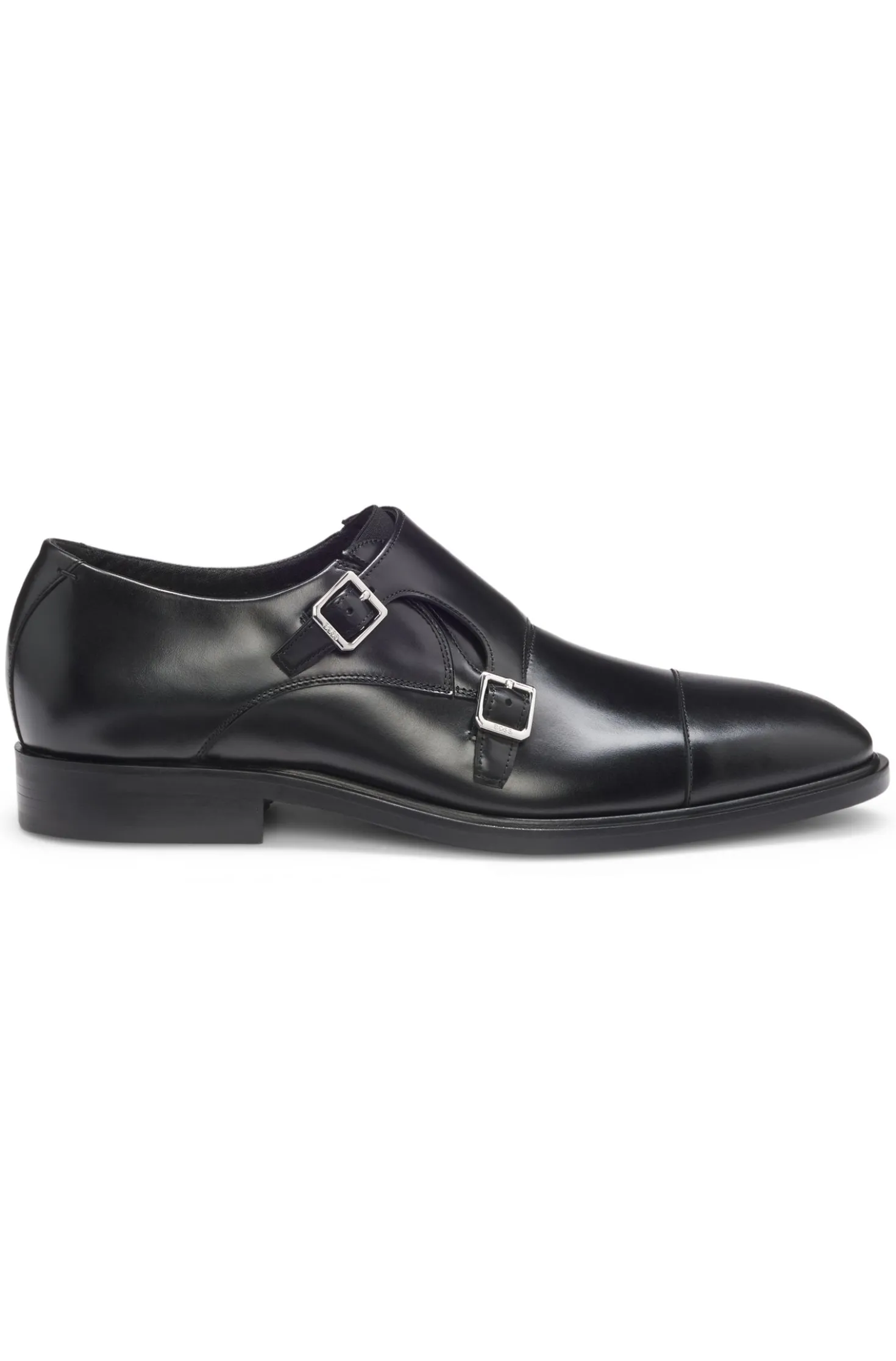 Leather monk shoes with double strap